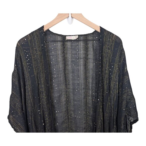 Free People | Sheer Sequin Duster Kimono | Black & Gold | OS - Picture 4 of 11